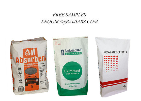 Sıvı Dökülme Emici Kimyasal Yapıştırılmış Çok Duvarlı Kağıt Torbalar 15kg 20kg