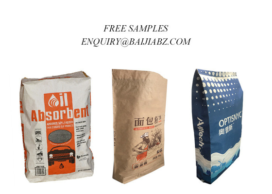 Sıvı Dökülme Emici Çok Duvarlı Kraft Kağıt Torba Özelleştirilmiş 20kg 25kg