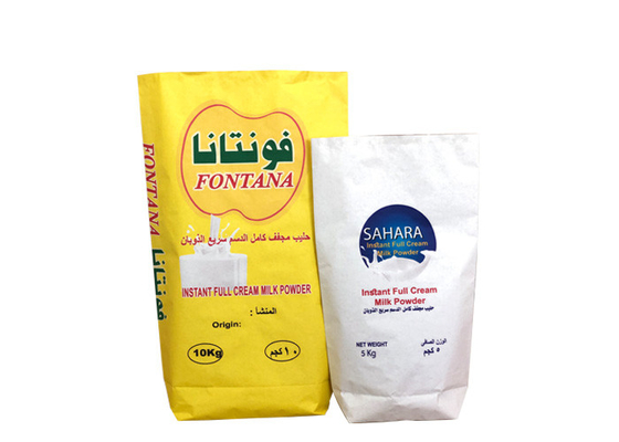 Süt Tozu Ambalajı için 20kg 25kg 3 Kat Pe Astarlı Çok Duvarlı Kağıt Torba