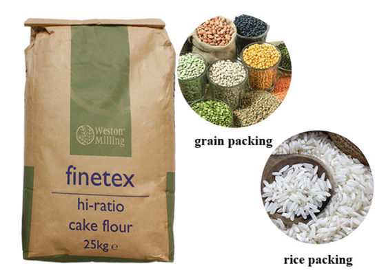 Üstü Açık Düz Tabanlı 20kg Çok Duvarlı Kağıt Torbalar 25 Kg Paket Kağıt Torba