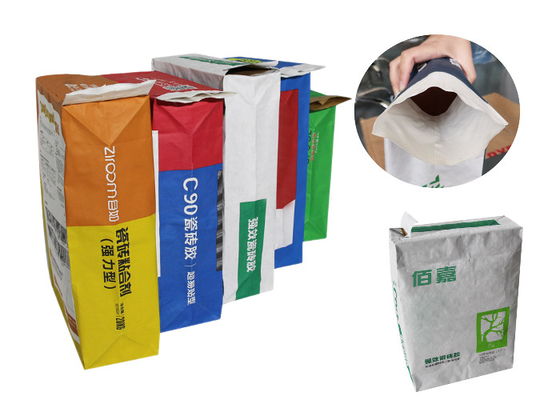 Yapıştırılan Vana Çok Duvarlı Kraft Kağıt Ambalaj Torbaları Kimyasal Toz İçin 25kg