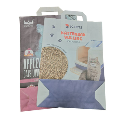 Kedi Kumu Ambalajı İçin Biyobozunur Kraft Kağıt Torbalar Özel Baskı