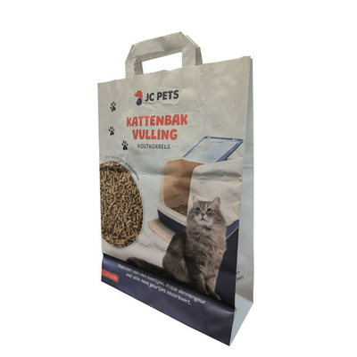 Kedi Kumu Ambalajı İçin Biyobozunur Kraft Kağıt Torbalar Özel Baskı