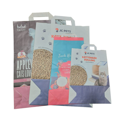 5L 10L Kraft Kağıt Ambalaj Torbaları Pet Doğal Tofu Kedi Çöp Torbası Açık Ağız