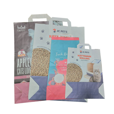 Saplı Boş Tofu Kedi Çöp Torbası ile 5kg 10kg Özel Baskılı Kağıt Torba