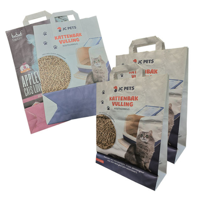Çevre Dostu 5Litre 15Ibs Kedi Kumu Ayakta Torbalar Kedi Kumu Kum Saplı Paketleme Çantası
