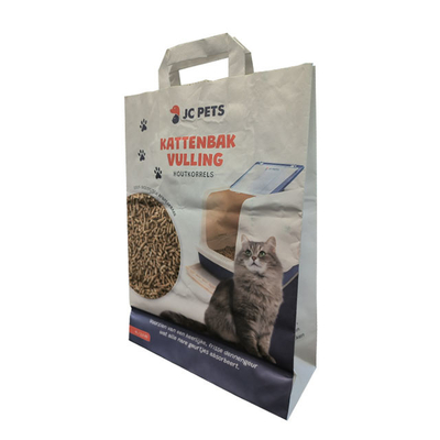 Biyobozunur Çok Katmanlı Kraft Kağıt Torbalar 5kg Tofu Kedi Kumu Paketleme Çantası