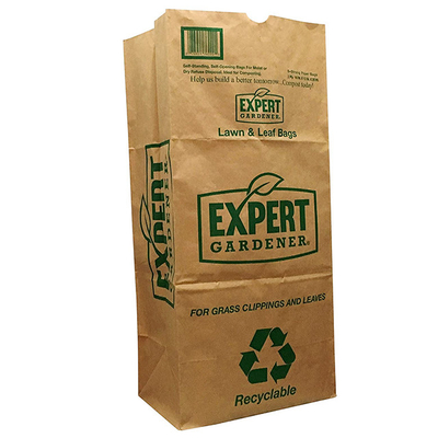 2ply Kraft Büyük Çim Kağıt Torbalar Yard Atık Kağıt Çöp Torbaları Neme Dayanıklı