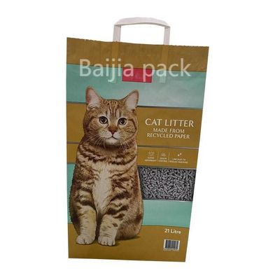 Kedi Çöpü Kraft Kağıt Torbası Paketleme 1.5l-10l Özel Basılmış Boyut