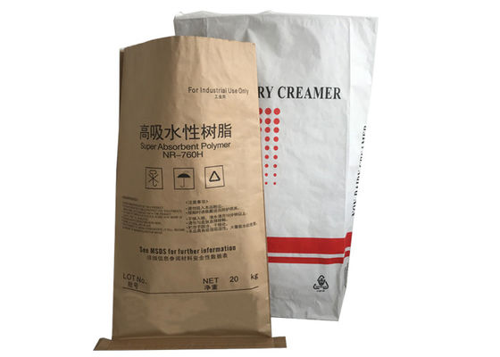 Ambalaj için 15kg 20kg 25kg Çift Katmanlı Beyaz Kahverengi Kraft Kağıt Torba