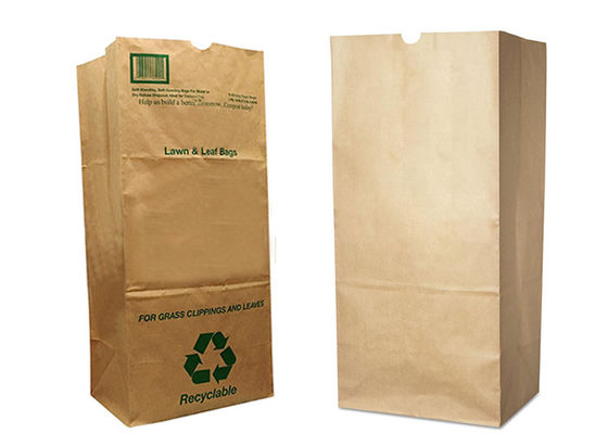 200 Mikron Çok Duvarlı Kraft Kağıt Torbalar 25kg Çim ve Yaprak Çöp Torbaları