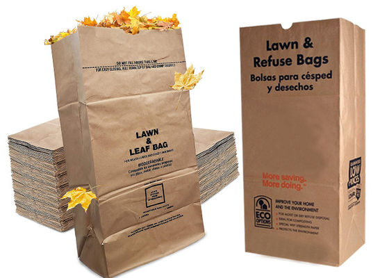 30 Gal Biyobozunur Kraft Kağıt Torbalar 120gsm Büyük Kağıt Çöp Torbaları