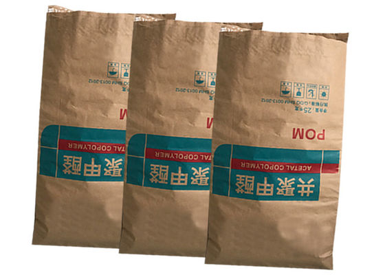 Buğday Unu Çok Duvarlı Kraft Kağıt Torbalar 10kg 25kg 50kg Nem Koruması