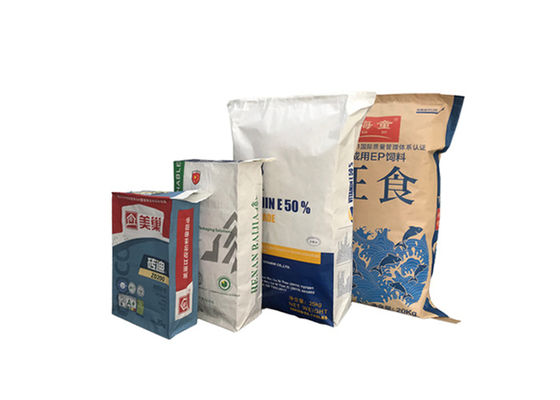 25kg 50kg Logo Baskı 3 Katlı Çok Duvarlı Kraft Kağıt Torbalar Kraft Kağıt Vana Çuval