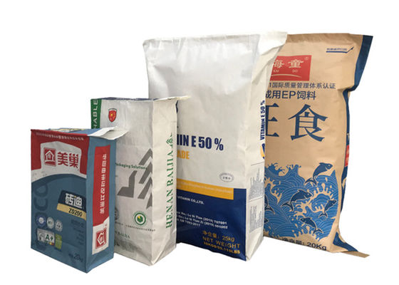 25kg 20kg Çok Duvarlı Kraft Kağıt Torbalar Gıda Sınıfı Patates Unu Şeker Paketleme