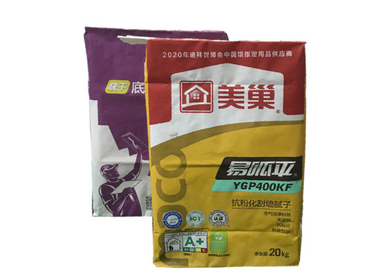 Özel Logo 25kg Çok Duvar Kağıdı Torbaları Kraft Vana Çimento Paketleme Torbaları 50kg