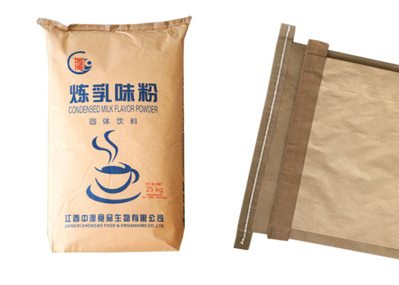 Üstü Açık Düz Tabanlı 20kg Çok Duvarlı Kağıt Torbalar 25 Kg Paket Kağıt Torba