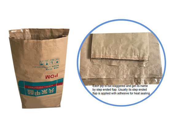 Flekso Baskı 25kg 20kg Çok Duvarlı Kraft Kağıt Torbalar Şeker Paketleme Kağıt Torbası