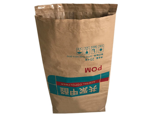 Flekso Baskı 25kg 20kg Çok Duvarlı Kraft Kağıt Torbalar Şeker Paketleme Kağıt Torbası