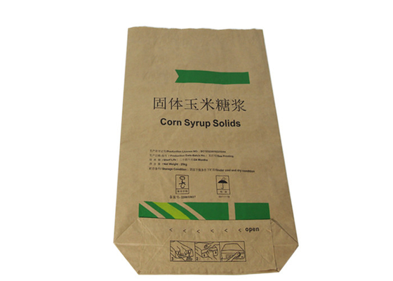 Yapıştırılmış Gıda Sınıfı Çok Duvarlı Kraft Kağıt Torbalar 20kg 25kg Sodyum Sitrat Hayvan Yemleri