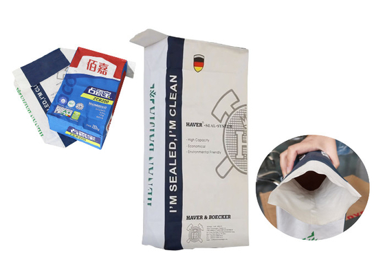 Yapıştırılan Vana Çok Duvarlı Kraft Kağıt Ambalaj Torbaları Kimyasal Toz İçin 25kg